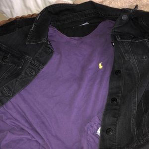 purple polo v-neck